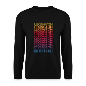 Retro Nostalgisch USA Stadt - Regenbogen Lexington - Unisex Pullover - Schwarz - Vorne - Alina (178cm) & Michal (187cm)