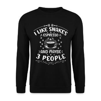 Snakes Espresso And Maybe 3 People Boa Coffee - Unisex Pullover - Schwarz - Vorne - Alina (178cm) & Michal (187cm)