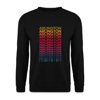 Retro Nostalgisch USA Stadt - Regenbogen Arlington - Unisex Pullover - Schwarz - Vorne - Alina (178cm) & Michal (187cm)
