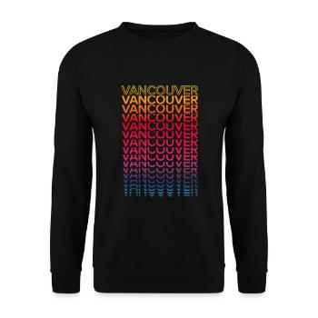 Retro Nostalgisch USA Stadt - Regenbogen Vancouver - Unisex Pullover - Schwarz - Vorne - Alina (178cm) & Michal (187cm)