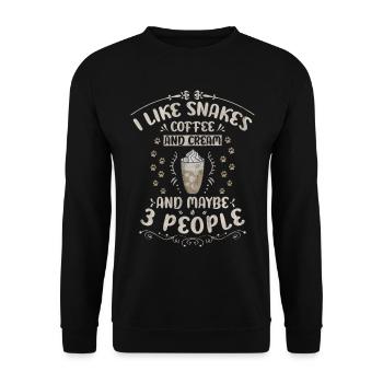 I Like Snakes Coffee And Cream And Maybe 3 People - Unisex Pullover - Schwarz - Vorne - Alina (178cm) & Michal (187cm)
