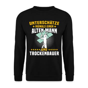 Trockenbaumonteur Sprüche Trockenbauer Geschenk - Unisex Pullover - Schwarz - Vorne - Alina (178cm) & Michal (187cm)