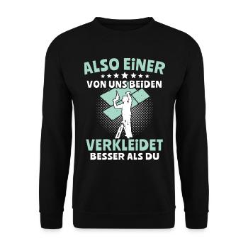 Trockenbaumonteur Sprüche Trockenbauer Geschenk - Unisex Pullover - Schwarz - Vorne - Alina (178cm) & Michal (187cm)
