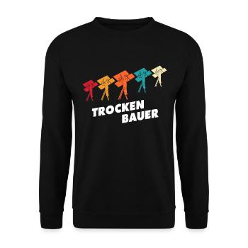 Trockenbaumonteur Sprüche Trockenbauer Geschenk - Unisex Pullover - Schwarz - Vorne - Alina (178cm) & Michal (187cm)