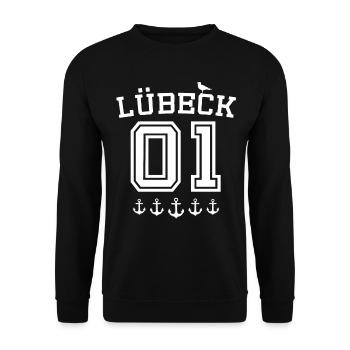 Lübeck Dictons Ville hanséatique de Luebeck - Sweat-shirt Unisexe - noir - Devant - Alina (178cm) & Michal (187cm)