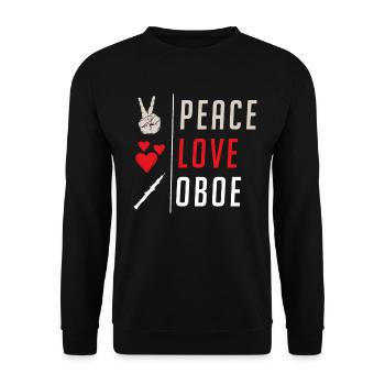 Peace Love Musique de hautbois Joueur de hautbois - Sweat-shirt Unisexe - noir - Devant - Alina (178cm) & Michal (187cm)