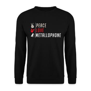 Peace Love Metallophone Music Instrument - Unisex Pullover - Schwarz - Vorne - Alina (178cm) & Michal (187cm)
