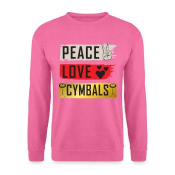 Peace Love Cymbales Bass Drum Instrument - Sweat-shirt Unisexe - rose - Devant