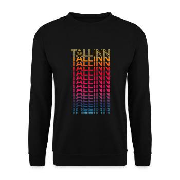 Retro Nostalgisch Stadt - Regenbogen Tallinn - Unisex Pullover - Schwarz - Vorne - Alina (178cm) & Michal (187cm)
