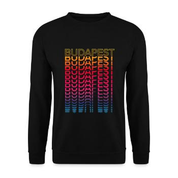 Retro Nostalgisch Stadt - Regenbogen Budapest - Unisex Pullover - Schwarz - Vorne - Alina (178cm) & Michal (187cm)