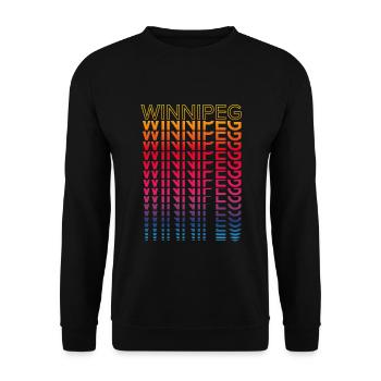 Retro Nostalgisch Stadt - Regenbogen Winnipeg - Unisex Pullover - Schwarz - Vorne - Alina (178cm) & Michal (187cm)