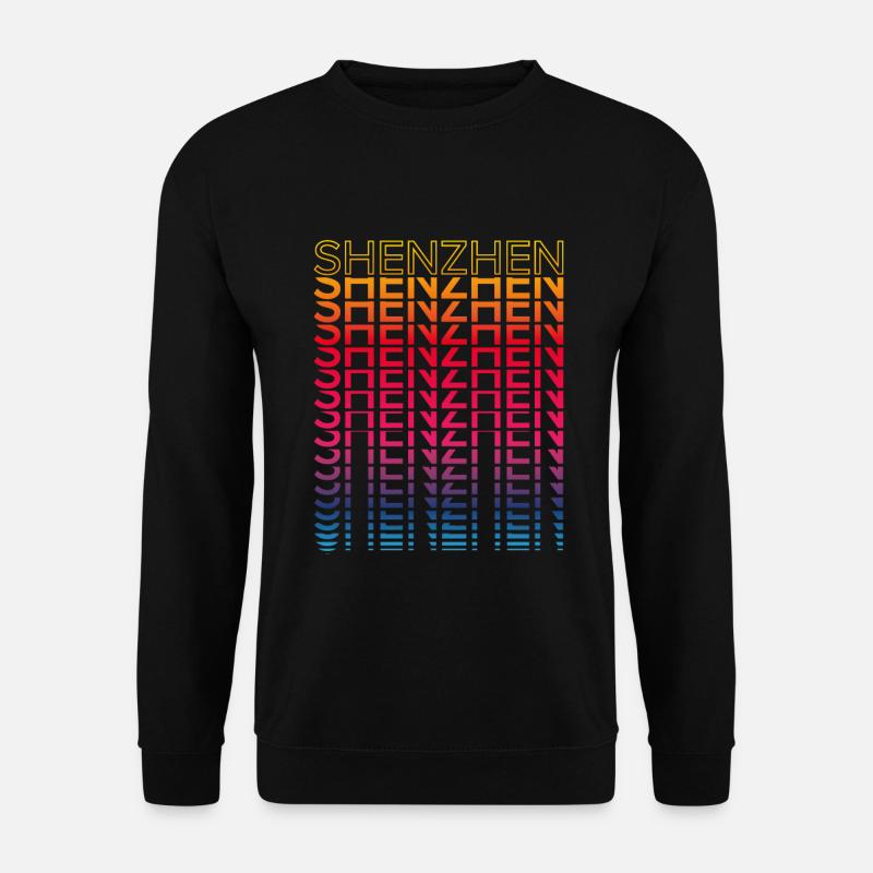 Retro Nostalgisch Stadt - Regenbogen Shenzhen - Unisex Pullover - Schwarz