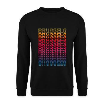 Ville rétro nostalgique - Rainbow Brussels - Sweat-shirt Unisexe - noir - Devant - Alina (178cm) & Michal (187cm)