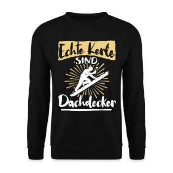 Dachdecker Sprüche Dachdecken - Unisex Pullover - Schwarz - Vorne - Alina (178cm) & Michal (187cm)