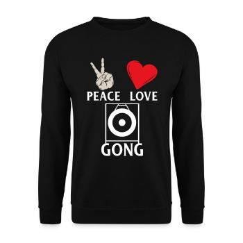 Peace Love Gong Funny Gong Music Players - Unisex Sweatshirt - black - Front - Alina (178cm) & Michal (187cm)