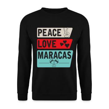 Peace Love Maracas Music Instrument - Unisex Pullover - Schwarz - Vorne - Alina (178cm) & Michal (187cm)