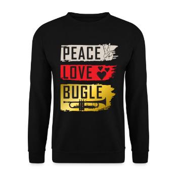 Peace Love Bugle Drumline Music Bugle - Unisex Sweatshirt - black - Front - Alina (178cm) & Michal (187cm)
