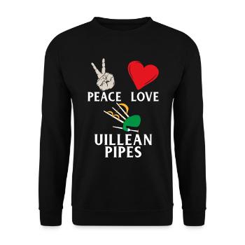 Peace Love Uilleann Pipes Music Player - Unisex Pullover - Schwarz - Vorne - Alina (178cm) & Michal (187cm)