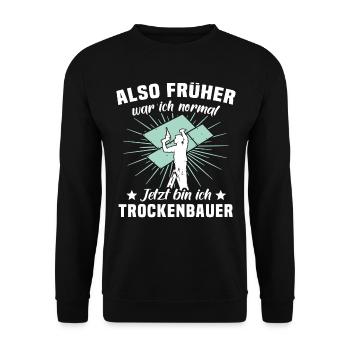 Trockenbauer Sprüche Trockenbau - Unisex Pullover - Schwarz - Vorne - Alina (178cm) & Michal (187cm)