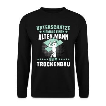 Trockenbauer Sprüche Trockenbau - Unisex Pullover - Schwarz - Vorne - Alina (178cm) & Michal (187cm)
