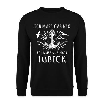 Lübeck - Unisex Pullover - Schwarz - Vorne - Alina (178cm) & Michal (187cm)