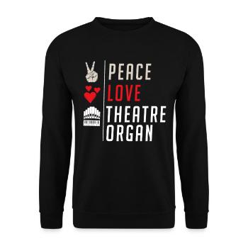 Peace Love Theatre Régisseur d’orgue - Sweat-shirt Unisexe - noir - Devant - Alina (178cm) & Michal (187cm)