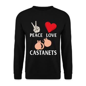 Peace Love Castaneets Instrument Musical - Sweat-shirt Unisexe - noir - Devant - Alina (178cm) & Michal (187cm)