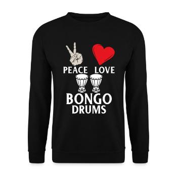 Peace Love Bongo Drums Funny Percussion - Unisex Sweatshirt - black - Front - Alina (178cm) & Michal (187cm)