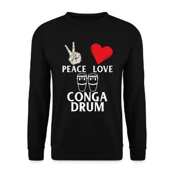 Peace Love Conga Drum Conga Drums Player - Unisex Pullover - Schwarz - Vorne - Alina (178cm) & Michal (187cm)
