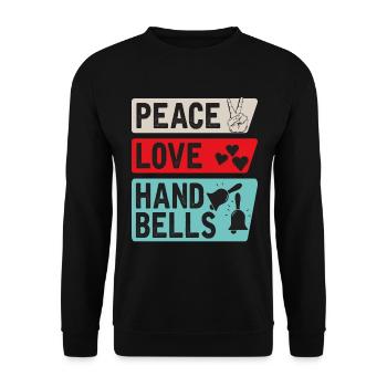 Peace Love Hand Bells Instrument Music - Unisex Pullover - Schwarz - Vorne - Alina (178cm) & Michal (187cm)