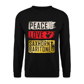 Peace Love Saxophone Baryton Instrument - Sweat-shirt Unisexe - noir - Devant - Alina (178cm) & Michal (187cm)