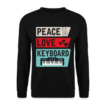 Peace Love Keyboard Piano Instrument - Unisex Sweatshirt - black - Front - Alina (178cm) & Michal (187cm)