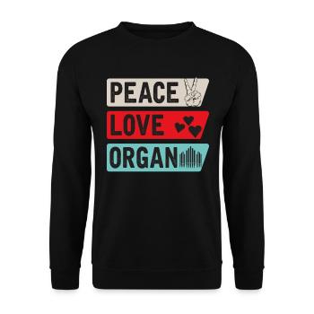 Peace Love Organ Harmonica Player - Unisex Pullover - Schwarz - Vorne - Alina (178cm) & Michal (187cm)