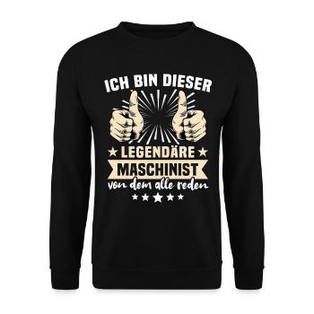 Maschinist Maschinenführer Feuerwehrmann - Unisex Pullover - Schwarz - Vorne - Alina (178cm) & Michal (187cm)