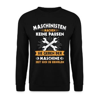 Maschinist Maschinenführer Feuerwehrmann - Unisex Pullover - Schwarz - Vorne - Alina (178cm) & Michal (187cm)