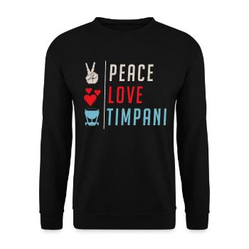 Peace Love Timpani Percussion Funny - Unisex Sweatshirt - black - Front - Alina (178cm) & Michal (187cm)