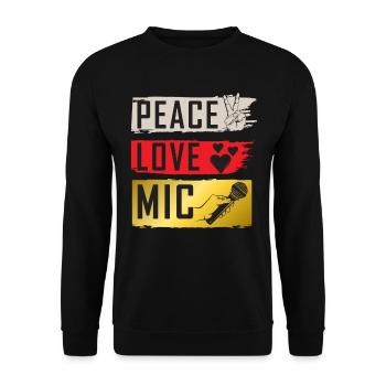 Peace Love Mic Musical Instrument - Unisex Pullover - Schwarz - Vorne - Alina (178cm) & Michal (187cm)