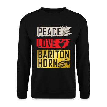 Peace Love Baritone Horn Marching Band - Unisex Sweatshirt - black - Front - Alina (178cm) & Michal (187cm)