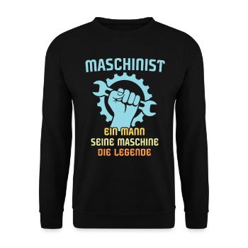 Maschinist Maschinenführer Feuerwehrmann - Unisex Pullover - Schwarz - Vorne - Alina (178cm) & Michal (187cm)