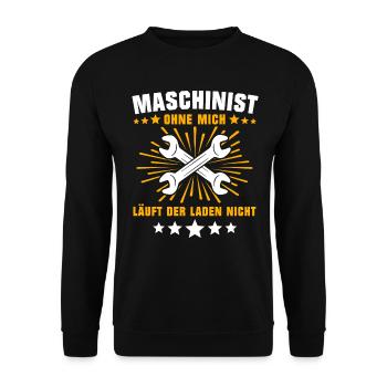Maschinist Maschinenführer Feuerwehrmann - Unisex Pullover - Schwarz - Vorne - Alina (178cm) & Michal (187cm)