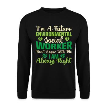 Emploi de travailleur social environnementaliste Environnementaliste - Sweat-shirt Unisexe - noir - Devant - Alina (178cm) & Michal (187cm)