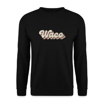 Nostalgisch 70er USA Stadt - Vintage Waco - Unisex Pullover - Schwarz - Vorne - Alina (178cm) & Michal (187cm)