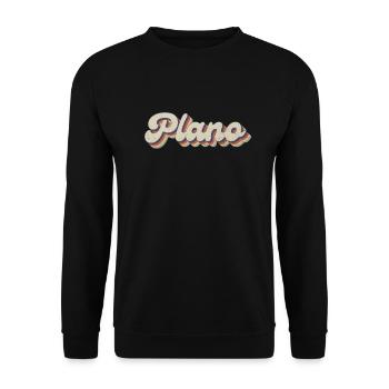 Nostalgisch 70er USA Stadt - Vintage Plano - Unisex Pullover - Schwarz - Vorne - Alina (178cm) & Michal (187cm)