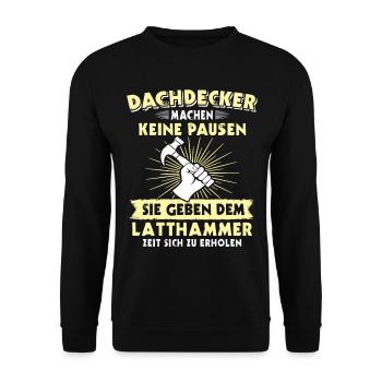 Dachdecker Dächer Decken Dachdecken - Unisex Pullover - Schwarz - Vorne - Alina (178cm) & Michal (187cm)