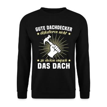 Dachdecker Dächer Decken Dachdecken - Unisex Pullover - Schwarz - Vorne - Alina (178cm) & Michal (187cm)