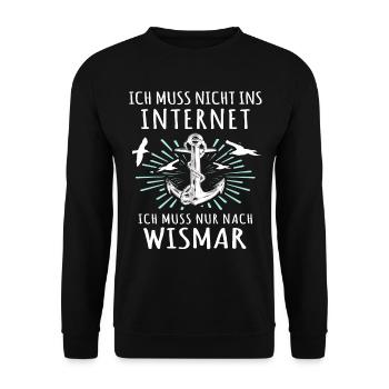 Wismar Sprüche Ostsee Wismarer - Unisex Pullover - Schwarz - Vorne - Alina (178cm) & Michal (187cm)