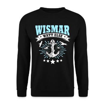 Wismar Sprüche Ostsee Wismarer - Unisex Pullover - Schwarz - Vorne - Alina (178cm) & Michal (187cm)