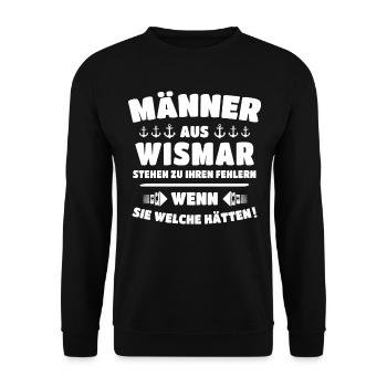 Wismar Sprüche Ostsee Wismarer - Unisex Pullover - Schwarz - Vorne - Alina (178cm) & Michal (187cm)