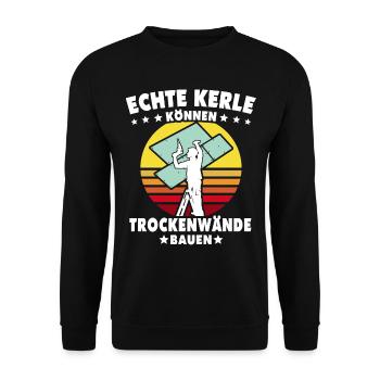 Trockenbauer Trockenbaumonteur Trockenbau - Unisex Pullover - Schwarz - Vorne - Alina (178cm) & Michal (187cm)