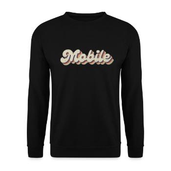 Nostalgic 70s USA City - Vintage Mobile - Unisex Sweatshirt - black - Front - Alina (178cm) & Michal (187cm)